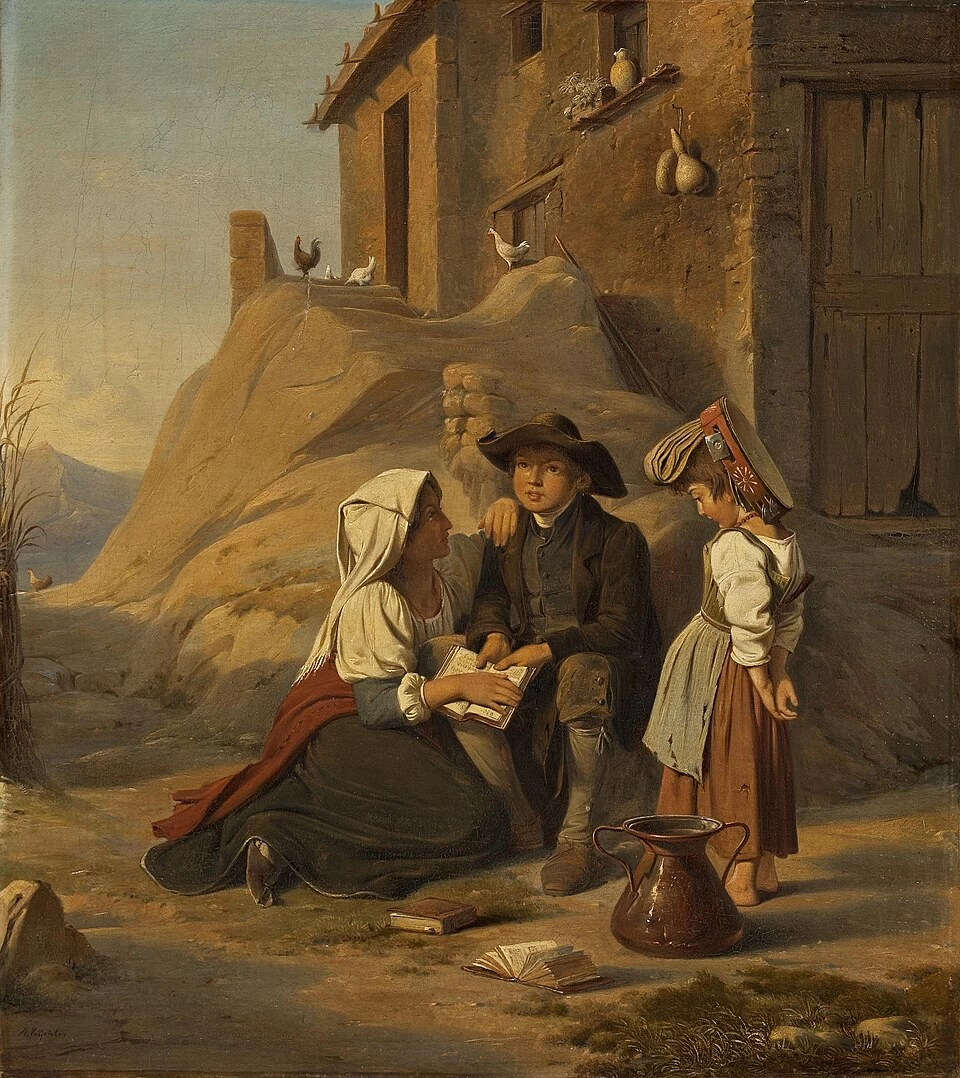 Un giovane abate viene ascoltato durante la sua lezione dalla sorella - Thorvaldsens Museum, Copenaghen